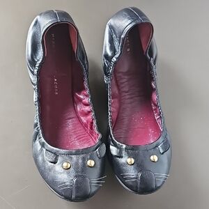 Marc By Marc Jacobs Black Cat Embellished Ballet Flats Sz 39.5